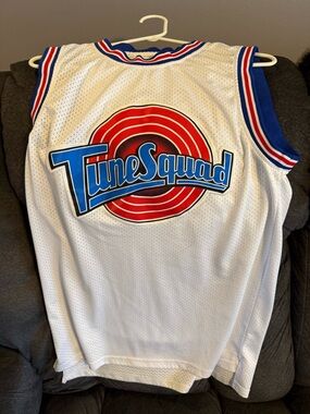 Tune Squad Lola Basketball Jersey - White with Red & Blue Logo